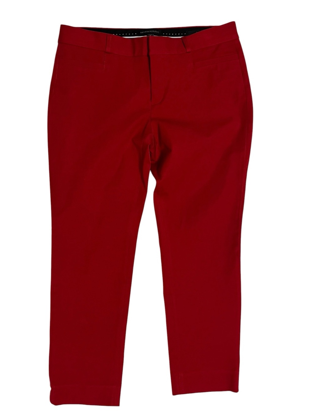 Banana Republic Red Sloan Pants Size 8 Petite Mid Rise Straight Ankle Trouser